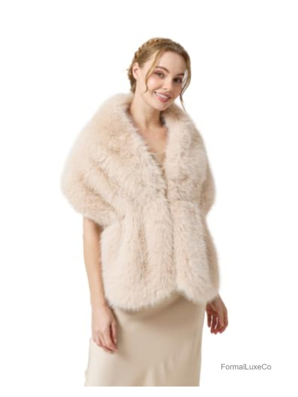 Faux Fur Shawl Wrap Elegant Evening Stole Scarf
